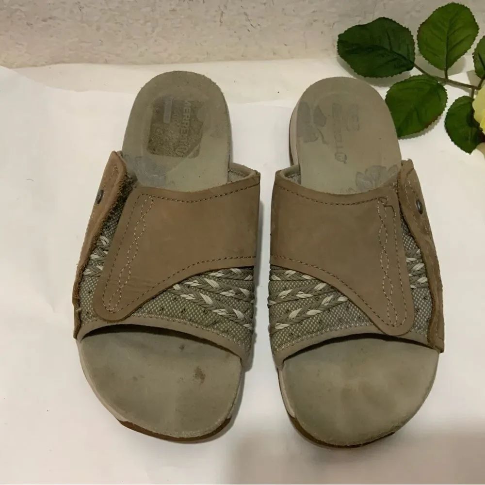 Merrell Lilyfern Aluminun Womens Size 6 Brown Slip On Slippers Flip Flop Sandals
